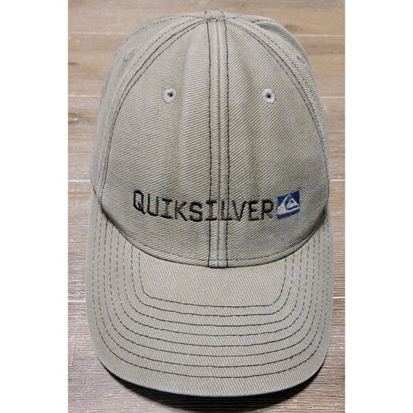 Quiksilver Hat Tan Beige VTG 90s Embroidered Skater Surf Grunge Cap Snapback - Picture 1 of 7